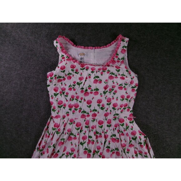 Vintage Talbots Dress Women 8 White Pink Floral Ruffle Trim Costal Resort USA - Picture 2 of 11